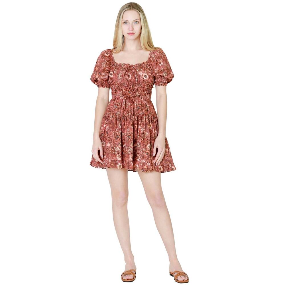 ULLA JOHNSON Juniper Puff Sleeve Mini Dress in Rosebud Crimson Size 2 $375 MSRP - Picture 12 of 13